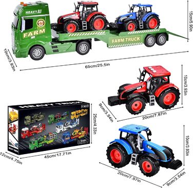 Фермерська вантажівка іграшка, великий фермерський трактор, причіп іграшка з трактором, великий транспортер іграшка, вантажівка іграшка для дітей 3, 4, 5, 6 років