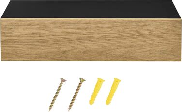 Набір з 2 настінних полиць з шухлядою Чорний/дерево Підвісна полиця Настінна полиця Шафа Стіл Тумба приліжкова Комод Настінна поли