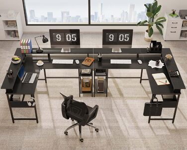 Г-подібний ігровий стіл Rolanstar, 137 x 108 см, метал / дерево, чорний