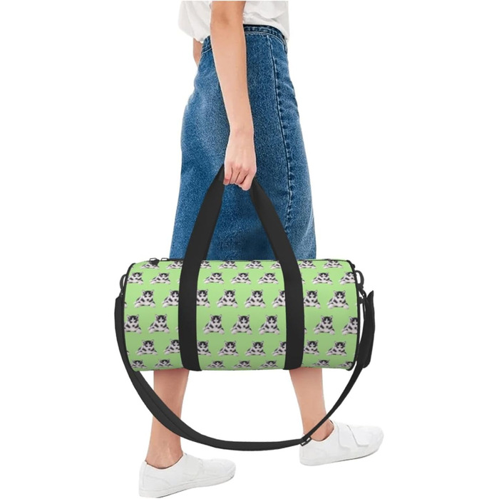 Спортивна сумка, дорожня сумка, милий принт з собачками, сумка для ночівлі, чорна, універсальний розмір, сумка для подорожей