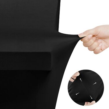 Кухонна спандекс-скатертина Utopia 2 Pack 6FT, чорна щільно прилягає, миється і не утворює зморшок на відкритому повітрі для заход