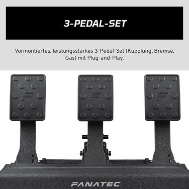 Педалі Fanatec Sim Racing CSL Elite V2 комплект із 3 педалей для симуляторів гонок (зчеплення, гальмо, акселератор), гальмівна система з датчиками навантаження та двоступеневим датчиком, датчики Холла ПК, PS5, PS4