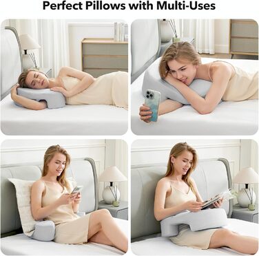 Ергономічна подушка для сну на боці з проймою Ортопедична подушка з піни з пам&39яттю форми для підтримки шиї та плечей Подушка для сну на боці, спині та животі Чохол, який можна прати, сірий