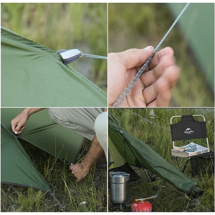 Намет Naturehike Cloud up 1, надлегкий намет, одномісний намет, намет на 1 особу на 4 сезони, кемпінговий намет 20D, лісово-зелений, покращений