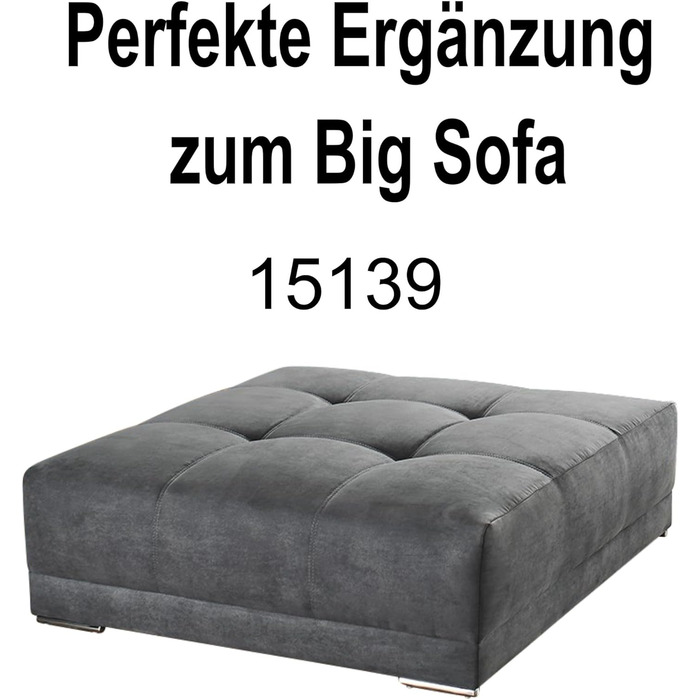Великий диван XXL Ш306/Г134/В86 см, зручний диван-ліжко з високоякісною пружинною оббивкою, багато подушок, площа лежання 120 см x 240 см, приємний чохол з мікрофібри сірого кольору / 15114
