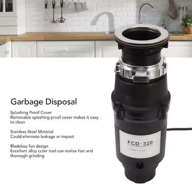 Утилізація сміття, ємність 1050 мл, кухня, подрібнювач харчових відходів, низький рівень шуму, захист від бризок, сміттєвий млин, утилізація кухонних відходів, вилка ЄС