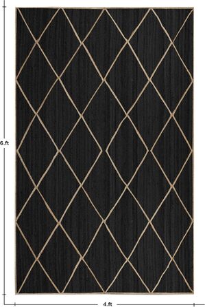 Килимок CASAVANI Kilim, 22,9 x 30,5 см, чорно-бежевий, тканий джутовий килим, для приміщень і вулиць, плоске плетіння, зони з висо