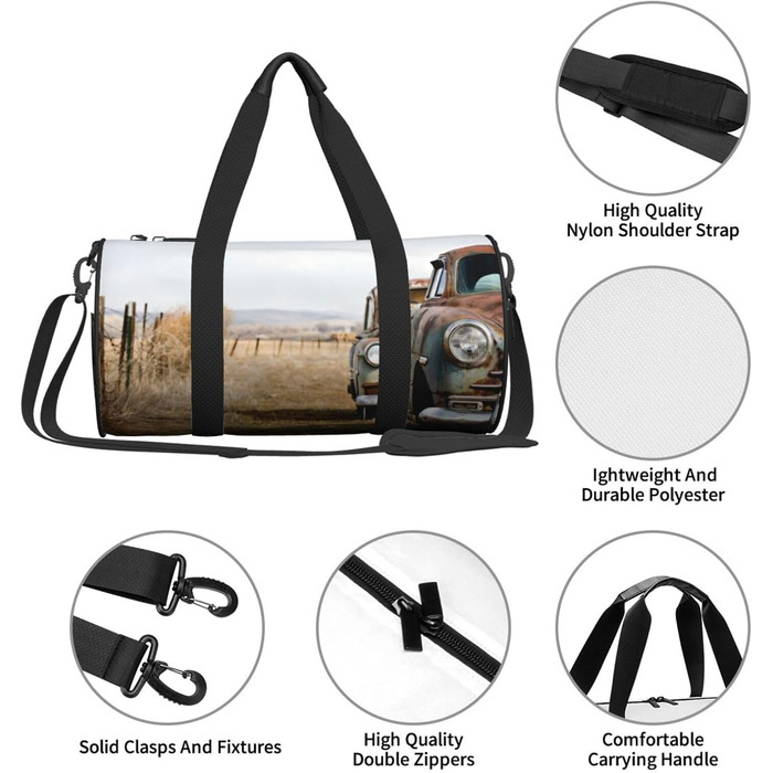 Спортивна сумка-мішок для подорожей з принтом Антик Авто, чорна, універсальний розмір, дорожня сумка