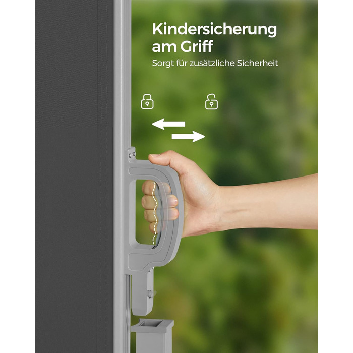 Бічний тент SONGMICS зі сталевим корпусом, стійкий до іржі, розсувний, 180 x 450 см, вітрозахисний, сонцезахисний, непрозорий, бічна жалюзі, для балкону, тераси, саду, антрацит GSA589G01 180 x 450 см антрацит