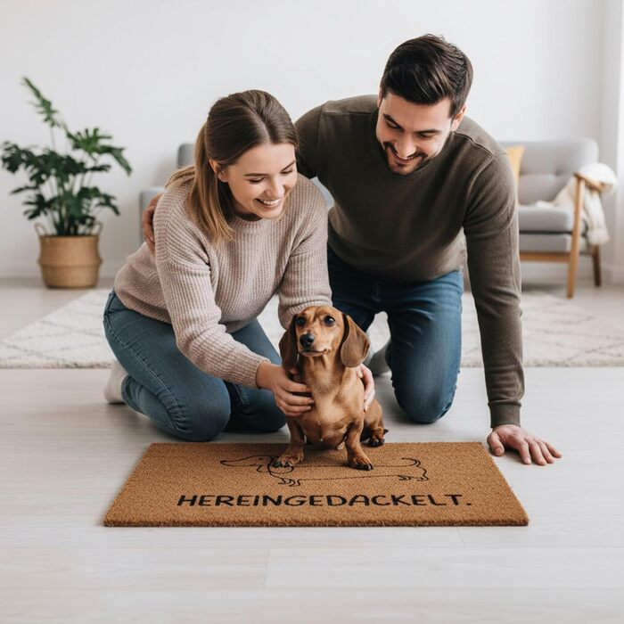 Персоналізований килимок для дверей з кокосового волокна, весільний подарунок, індивідуальні весільні подарунки, подарунки на новосілля та переїзд з індивідуальним ім&39ям (Hereingedackelt, 40x60 см) Hereingedackelt 40 x 60 см (Прямокутний)