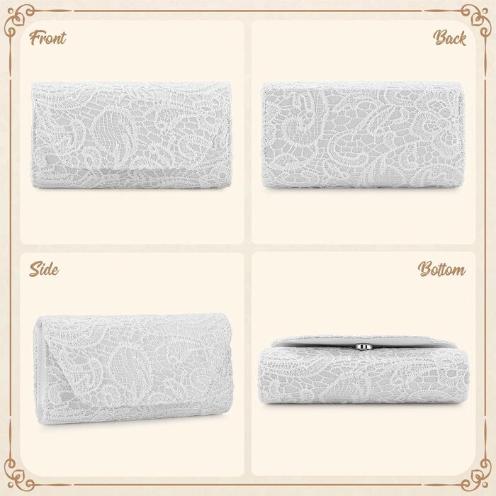 Елегантна жіноча мереживна вечірня сумка-клатч, чудова сумка-клатч, елегантна сумочка, весільна сумка через плече для весілля, вечірки, коктейлю A-білий