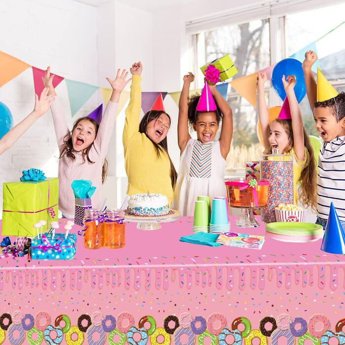 Пакети скатертини для пончиків, прямокутна скатертина для пончиків 220х130 см, тематичні прикраси для дитячого дня народження, веч