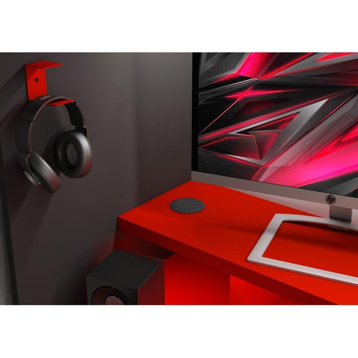 Дитяче двоярусне ліжко з ігровим столом в антрацитовому та червоному кольорах