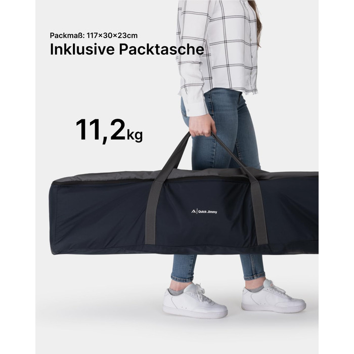 Розкладне ліжечко qeedo Quick Jimmy Travel (210 x 81 см) Стабільне кемпінгове ліжко (до 150 кг) - Темно-сіре
