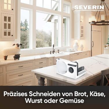Нарізка для хліба, м'ясної нарізки або сиру, хліборізка з плавним регулюванням товщини різання, слайсер із захистом для пальців, біло-чорний, AS 3912