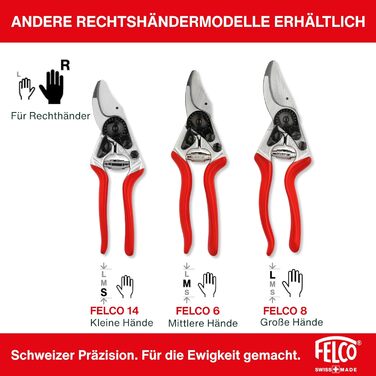 Садові ножиці FELCO 4 для великих правшів, ріжуть гілки діаметром до 25 мм, довжиною 210 мм, з канавкою для соку, ковані ручки, надійний інструмент для всіх завдань з різання. FELCO 4 Single