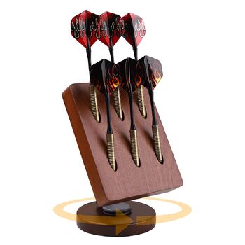 Обертовий дерев&39яний тримач для дротиків настільна підставка для зберігання 6 сталевих та м&39яких дротиків, кишеня-органайзер з нековзною основою для ігрової кімнати, бару, офісу (коричневий)