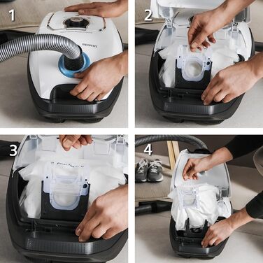 Пилосос із мішком Siemens Z 7.0 VSZ7442S, для алергіків, Hygiene-Filter Plus, насадки для паркету, килимів та плитки, довгий кабель, щілинна та м'яка насадки, 650 Вт, білий, екстратихий 67дБ(А), переможець тестів 2018