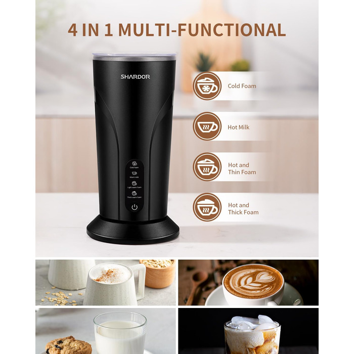 Піноутворювач для молока 4 в 1 електричний, магнітна головка для перемішування, гаряче молоко 300 мл, піна 150 мл, 500 Вт, для мак