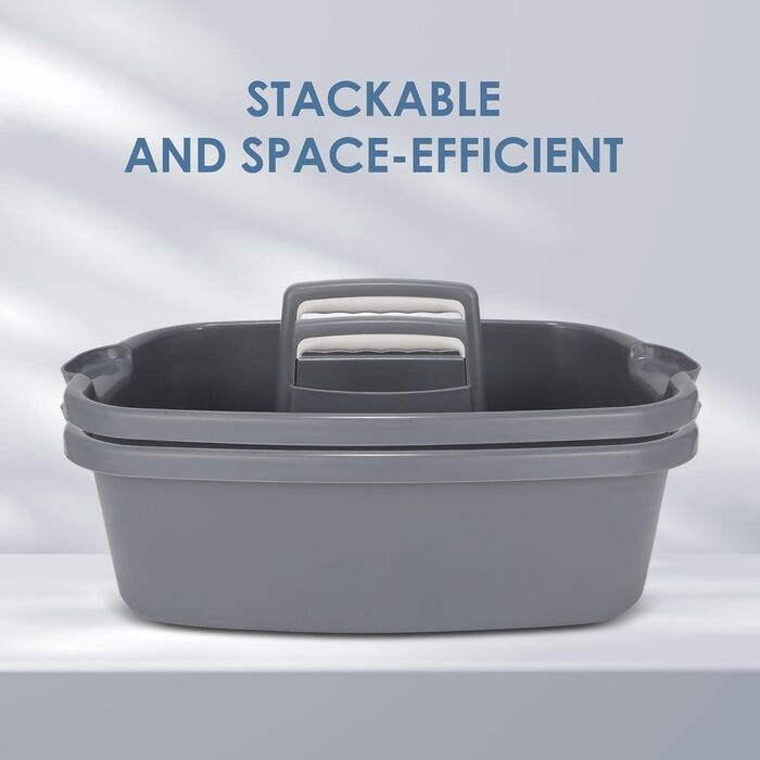 Абелювані органайзери для мийних засобів - кошик для зберігання, багатоцільовий пластиковий кошик з ручкою, кошик для садових інструментів, кошик для прибирання, органайзер для ванної кімнати, коробка для зберігання, сірий, 2 шт.