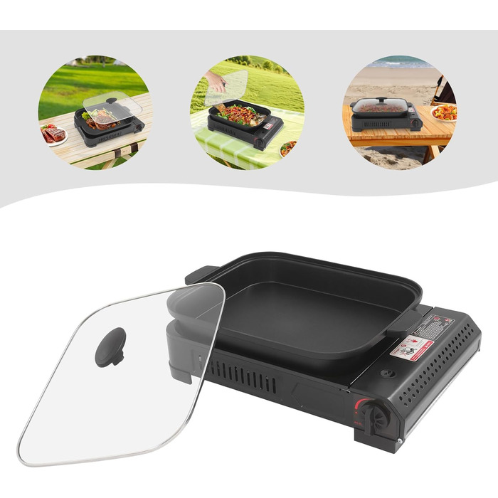 Кемпінгова плита та газовий гриль 2-в-1, газовий гриль-сковорода, кемпінгова плита для кемпінгу, гриль для барбекю, портативний настільний газовий гриль, гриль для барбекю на бутані