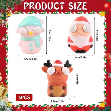 Набір іграшок-антистрес Squeeze Toy, 3 шт., різдвяна тематика