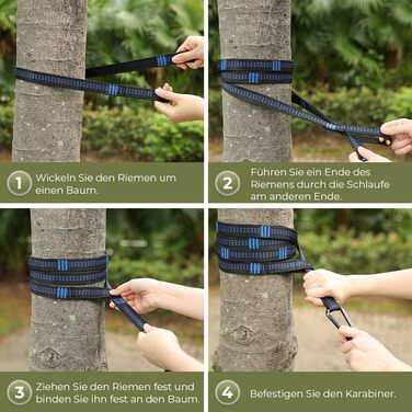 Ультралегкий гамак для подорожей Glymnis з підвісними тросами та сталевими карабінами, вантажопідйомність до 300 кг