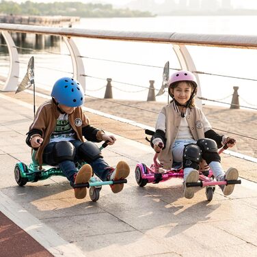 Гіроскутер MEGA MOTION 6,5 дюймів з ховеркартом – для дітей, молоді та дорослих, з Bluetooth-динаміком, світлодіодним підсвічуванням, чорний картинг