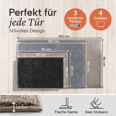 Килимок для дверей Blumtal 50x80 см - Килимок для бруду з мікрофібри з водонепроникною підкладкою з TPR - Нековзний килимок для дверей для приміщень - Високопродуктивний килимок для бруду з мікрофібри - Бежевий килимок для дверей 50 x 80 см (прямокутний)