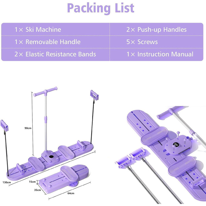 Дошка для пілатесу-реформера для домашнього використання, тренажер для м&39язів тазового дна, лижний тренажер, знімні ручки для віджимань, фітнес-дошка, тренажер для тренування м&39язів тазового дна для жінок, силові тренування та корекція фігури