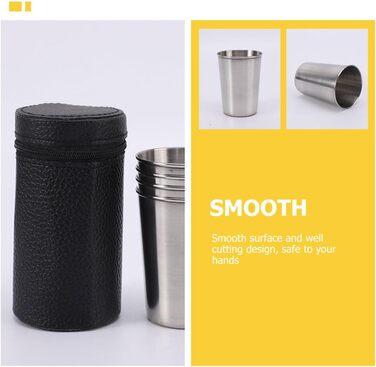 Набір портативних винних келихів Alasum з нержавіючої сталі 170 мл, 4 гладких чашки з кришкою, компактний, для кемпінгу та відпочинку на природі