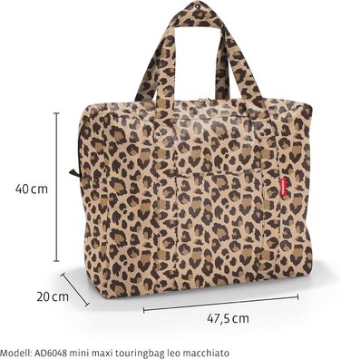 Сумка Reisenthel Mini Maxi Touringbag - складна компактна дорожня сумка з функцією кріплення на візок - водовідштовхувальна тканина Leo Macchiato Single