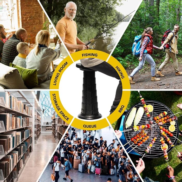 Портативний складаний стілець ALEVMOOM з подушкою, складний кемпінговий стілець, стілець для майстерні, телескопічний складний стілець для дорослих, вантажопідйомність 550 фунтів з сумкою та карабіном (чорний)