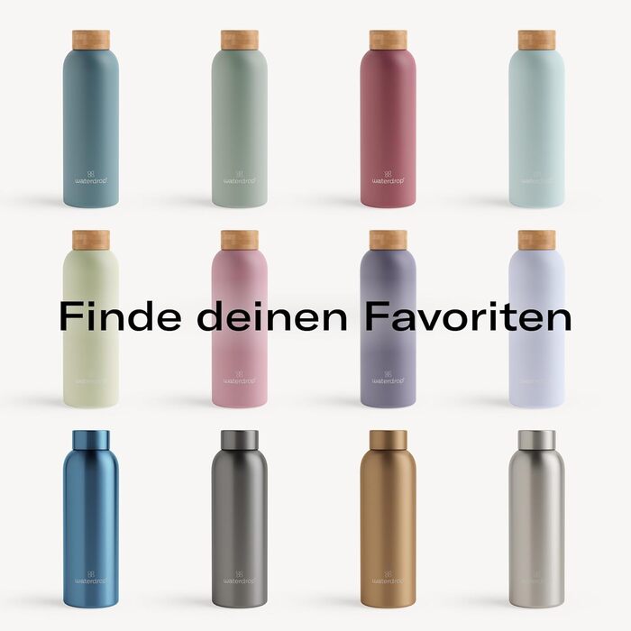 Пляшка для води waterdrop з нержавіючої сталі 600 мл - Герметична пляшка для води, підходить для газованих напоїв та не містить BPA - Термос з подвійними стінками для гарячих та холодних напоїв - Ідеально підходить для використання в дорозі, офісі та фітн