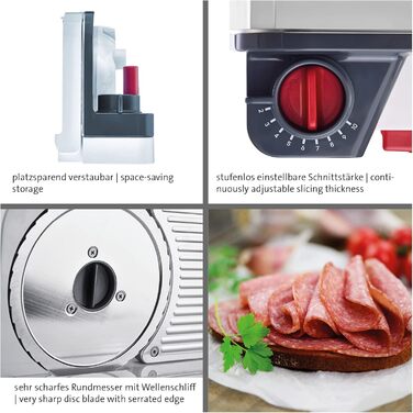 Харчовий слайсер Westmark, плавно регульована товщина різання, дуже гострий круглий ніж, пластик/нержавіюча сталь, компактний, білий/антрацитовий/червоний, 97012260 модель 2022 року