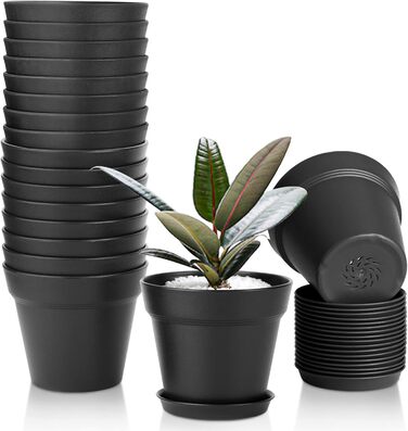 Пластиковий квітковий горщик з блюдцем, набір з 18 квіткових горщиків кімнатна сівалка з декількома дренажними отворами, невеликий