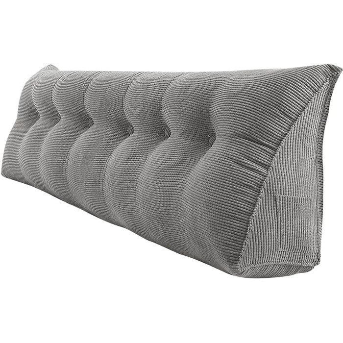 Подушка для читання для ліжка або дивана, трикутна, зі спинкою, подушкою для дивана, дитячим узголів&39ям, знімним чохлом, м&39якою, для додаткового комфорту - 180 * 50 * 20 см - One Grey 180 X 50 X 20 см, сірий