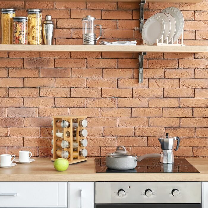 Карусель для спецій Relaxdays, 16 баночок для спецій, підставка для спецій, що обертається на 360, ВШ 27 x 17 x 17 см, підставка для спецій з бамбука, натуральний колір