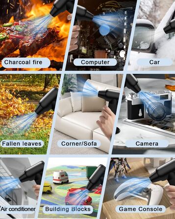 Електричний пилосос, розпилювач повітря під тиском, 3-швидкісний 180000 обертів за хвилину, пиловник зі стисненим повітрям, щітка для чищення та бездротова струменева сушильна машина для швидкого заряджання USB для набору для чищення ПК, автомобіля, диван