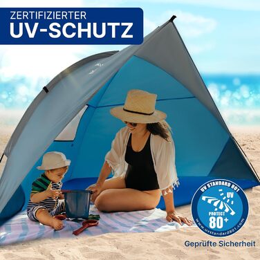 Пляжний намет EXPLORER Travel із захистом від ультрафіолету 80 240x125x125 см Маленький розмір у упаковці 9x32 см Легкий 1 кг Пляжний намет із сонцезахисним тентом та вітрозахисним тентом, дорожній розмір