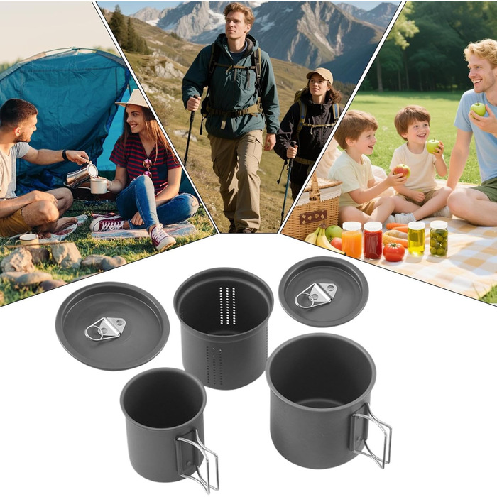 Звичайна кемпінгова кружка кемпінгова кружка 9,4 см, універсальна сумісність Портативна алюмінієва кавова кружка зі складною ручкою, складна чашка для води для походів, пригод, риболовлі, L