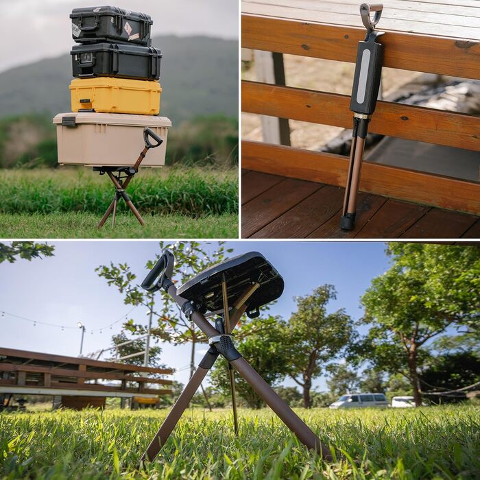 Стілець Ta-Da серії 2 PRO MAX - Тростина з сидінням, легка алюмінієва рама та міцний складний стілець (до 182 кг), складна конструкція, ідеально підходить для походів та активного відпочинку, регульована висота