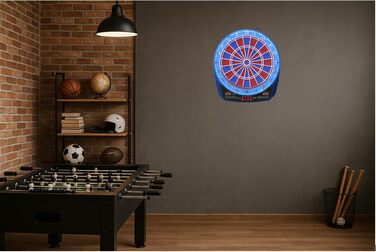 Електронна мішень для дартсу Carromco FLASH-401 Професійна електронна мішень для дартсу з 2-ма лунками та світлодіодним підсвічуванням, для 1-8 гравців, 35 ігор, 584 варіації, синьо-червона, 42 x 3,2 x 46 см, набір електронних дартсу