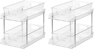 Органайзер для ванної кімнати, 2-рівневий, ефективне зберігання з шухлядами з прозорого пластику для кухні, під раковиною, штабелюється, економить місце у ванній кімнаті на кухні
