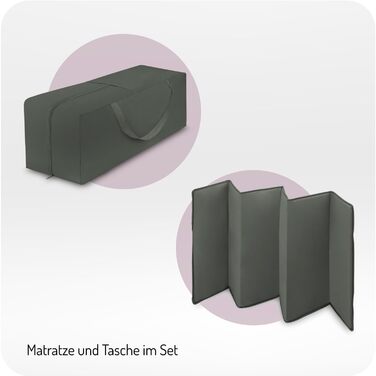 Дитяче та дитяче дорожнє ліжечко MoMi BELOVE PLUS 2-в-1, складне, 2 рівні для сну для немовлят до 9 кг та дітей до 15 кг з дитячим матрацом, ігровою ручкою, пеленальний килимок та сумка для перенесення, темно-зелений