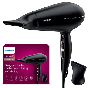 Фен Philips Prestige Pro HPS920/00 для професійного сушіння та стайлінгу, 2300 Вт, з 2 насадками
