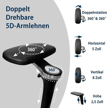 Ергономічне офісне крісло для високих і важких людей з підставкою для ніг, регульованими підлокітниками 5D, поперековою опорою, сітчастою спинкою, регульованою глибиною сидіння, обертове ігрове крісло, чорний колір S3 Elite Pro