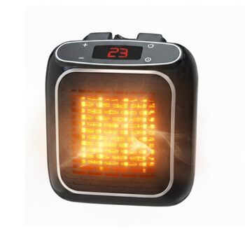 Електричний настінний вентилятор-обігрівач потужністю 800 Вт з термокерамічною технологією Цифровий термостат, 12-годинний таймер, поворотна вилка на 270, тихий та безпечний