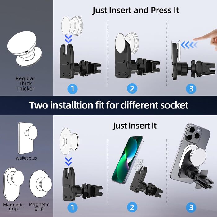 Автомобільне кріплення розетки для лобового скла для вентиляції приладової панелі, тримач для мобільного телефону для розетки з 2