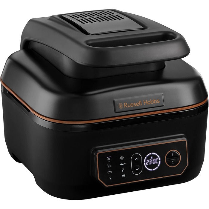 Аерофритюрниця Russell Hobbs XL 5.5 л Multi Аерофритюрниця, гриль та мультиварка SatisFry (можна мити в посудомийній машині, верхній і нижній нагрів, без струшування, повільна плита, випічка тощо, включаючи пластину для гриля) 26520-56